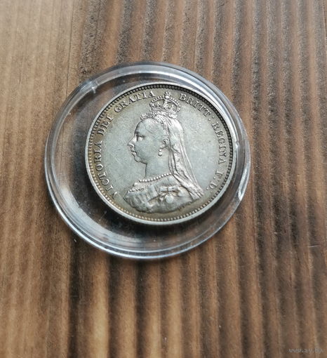 Великобритания 1 шиллинг 1887, редкая, серебро, состояние, много серебра с 1 рубля в лотах