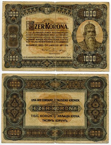Венгрия. 1000 крон (образца 1920 года, P66)