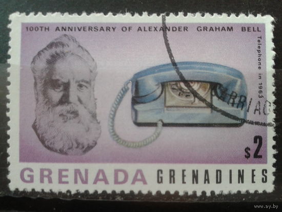 Гренада-Гренадины 1977 100 лет телефону 2 доллара, концевая