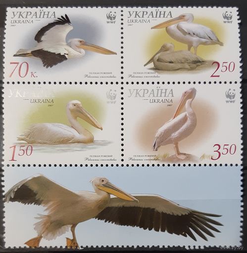 2007 WWF (Всемирный фонд дикой природы) - Розовый пеликан  - Украина