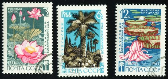 Сухумский ботанический сад СССР 1966 год серия из 3-х марок