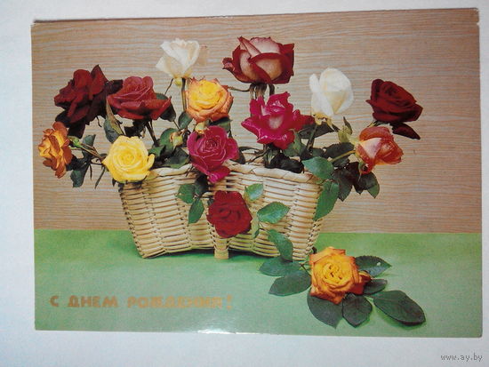 Киндрова Д., С днем рождения! Цветы. 1988 год #0053-FL1P27