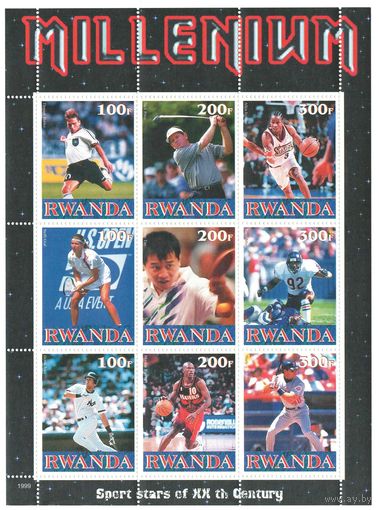 Руанда блок марок 1999 года. Спорт. Состояние UNC!