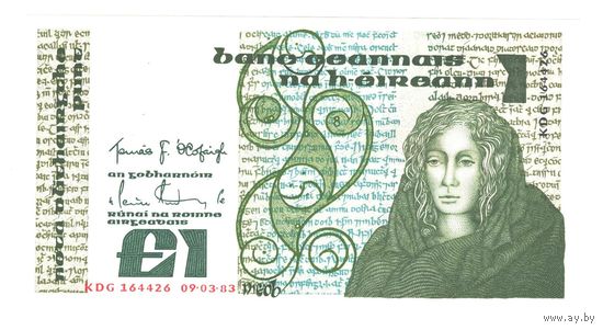 Ирландия 1 фунт 1983 года. Тип Р 70c. Состояние UNC!