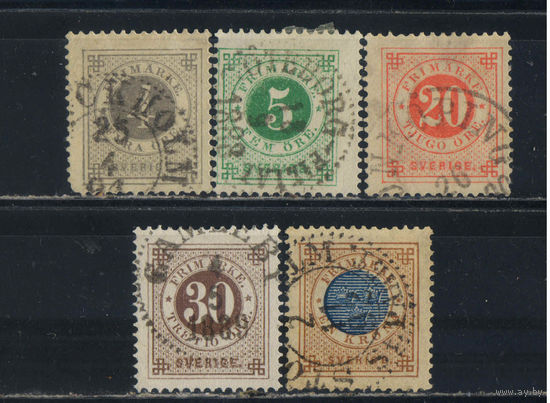 Швеция 1886 Номиналы Надп Стандарт Крона #31-2,34-5,37
