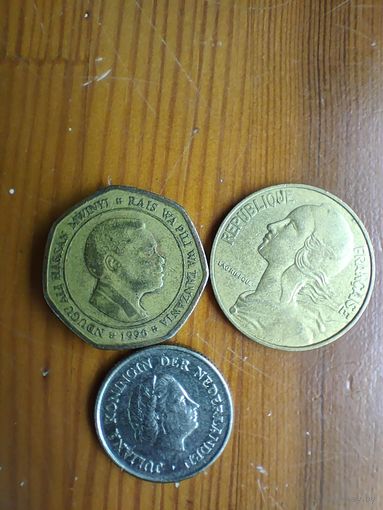 Танзания 50 шилингов 1996, Нидерланды 25 центов 1967, Франция 20 центов 1983-23