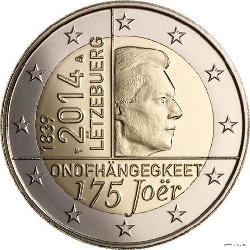 2 Евро Люксембург 2014  175 лет нации UNC из ролла