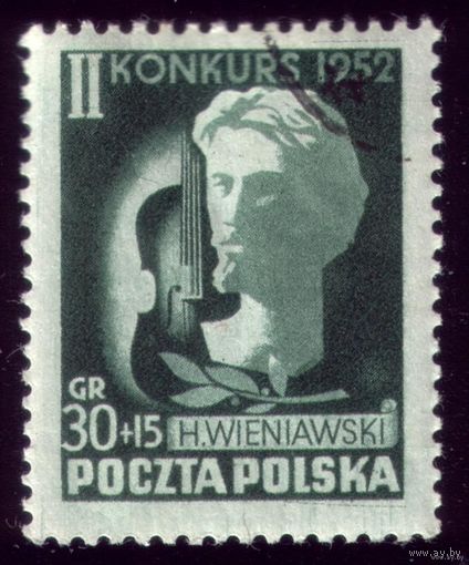 1 марка 1952 год Польша Международный музыкальный конкурс