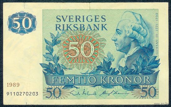 Швеция. 50 крон 1989 год.