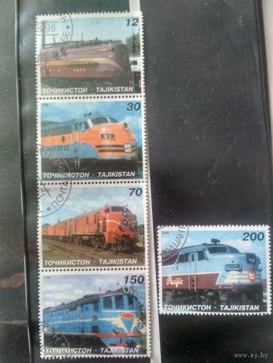Таджикистан. 1998. поезда.Серия 5 марок