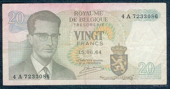 Бельгия, 20 франков 1964 год.