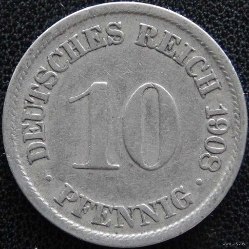 YS: Германия, Рейх, 10 пфеннигов 1908F, KM# 12 (1)
