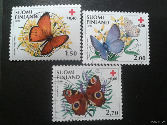 Финляндия 1990 Кр. крест бабочки полная серия