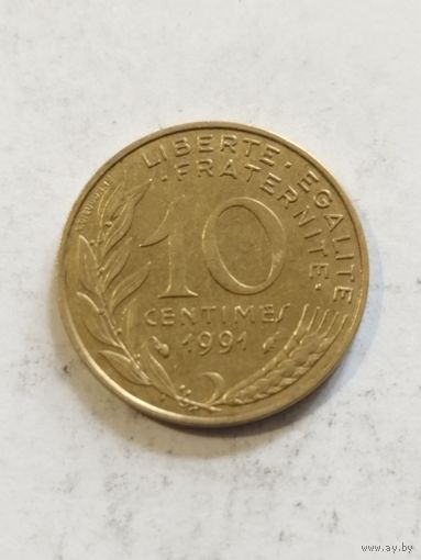 Франция 10 сантим 1991