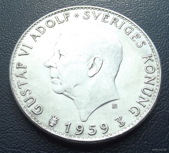 Швеция. 5 крон 1959. 150 лет конституции. Серебро