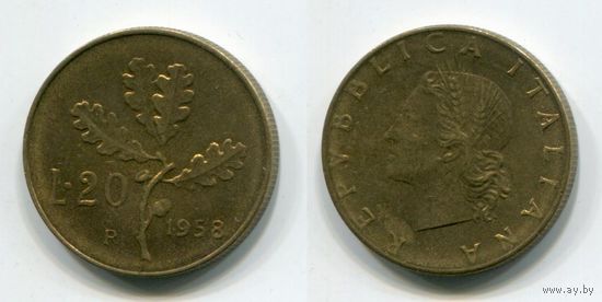 Италия. 20 лир (1958, XF)