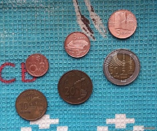 Азербайджан набор монет 1, 3, 5, 10, 20, 50 гипяк.