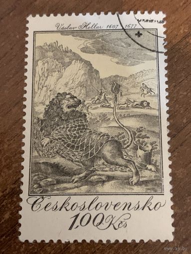 Чехословакия 1975. Охота на львов. Чешская графика. Марка из серии