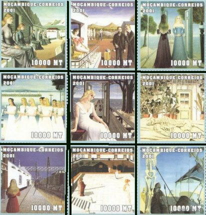 Мозамбик - MNH - 2001 - Живопись - Поль Дельво серия 9 марок