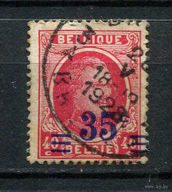Бельгия - 1927/1928 - Король Альберт I с надпечаткой 35С на 40С - [Mi.225] - 1 марка. Гашеная.  (Лот 24CY)