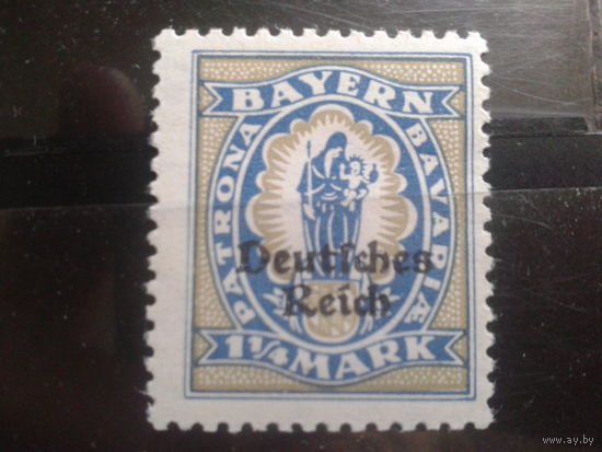 Германия 1920 Надпечатка на марке Баварии 1 1/4 марки** Михель-2,0 евро