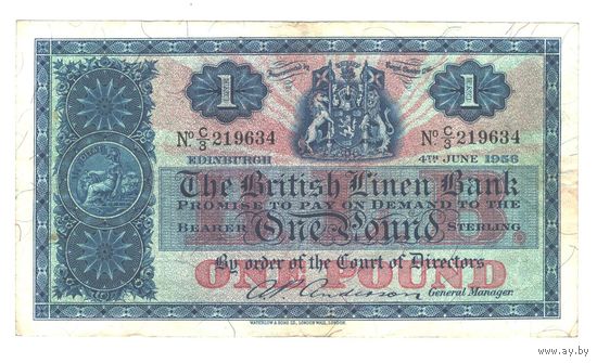 Шотландия 1 фунт 1956 года. Состояние XF