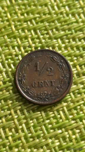 Нидерланды 1/2 цента 1885 г ( встречается реже )