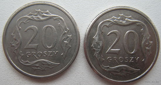 Польша 20 грошей 2007, 2015 гг. Цена за 1 шт.