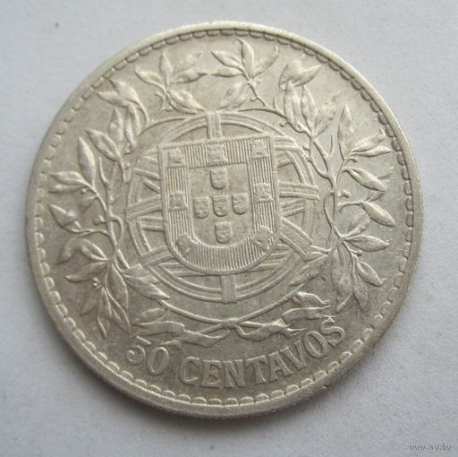 Португалия 50 сентаво 1913,  серебро .37-55