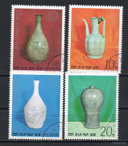 Фарфоровые вазы КНДР 1977 год серия из 4-х марок