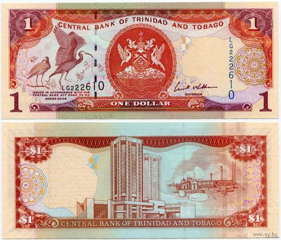 Тринидад и Тобаго. 1 доллар (образца 2006 года, P46, UNC)