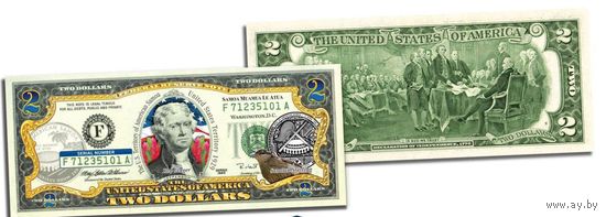 2 доллара "Американское Самоа ( территории США )"  - цветные, UNC