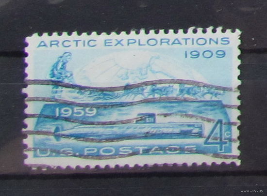 США 1959г. 50-летие арктического путешествия Роберта Пири и первого военного корабля США "Наутилус"под Северным полюсом
