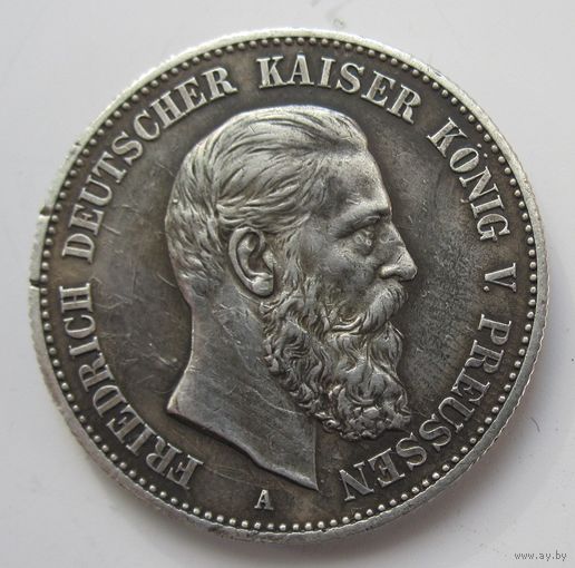 Пруссия 2 марки 1888 серебро  .28-297