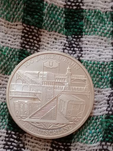 Германия 10 евро серебро 100 лет железной дороги Германии