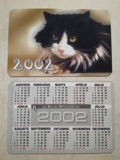 Карманный календарик . Котик. 2002 год