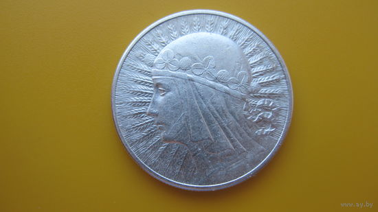. Польша 10 злотых 1932 Ядвига - без знака под лапкой  (серебро ) .Отличное состояние