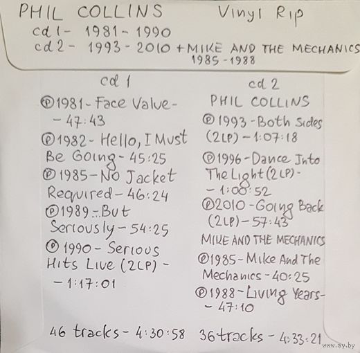 CD MP3 Phil COLLINS, MIKE & The MECHANICS - 2 CD - Vinyl Rip (оцифровки с винила)