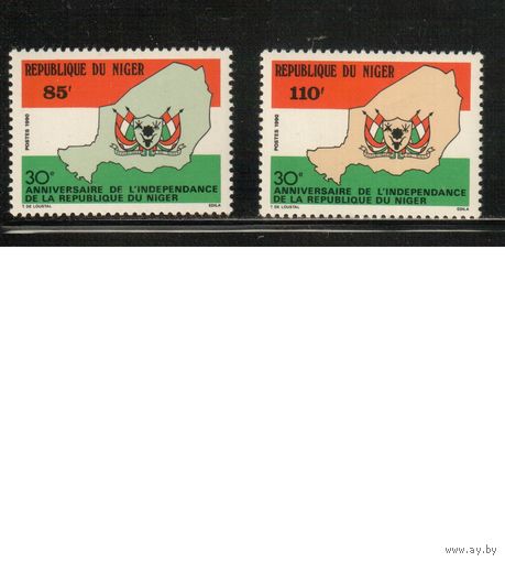 Нигер-1990 (Мих.1105-1106) ** , 30-лет независимости, Герб (полная серия)