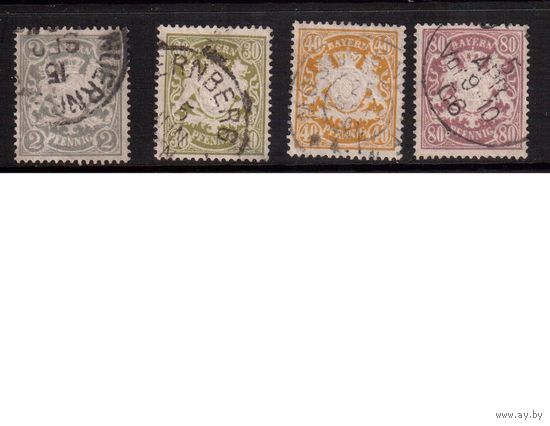 Германия(Бавария)-1900,(Мих.65-68)  гаш.  , ВЗ - 4,  Герб , (кат.=10 е), (полная серия)