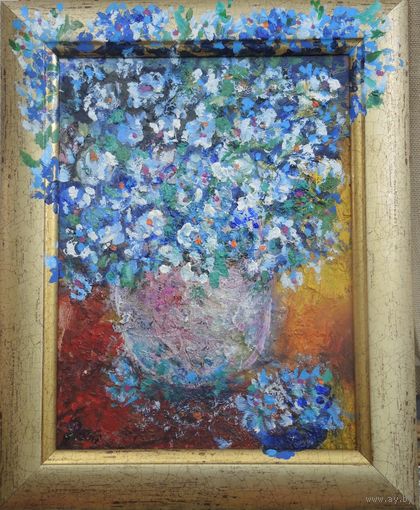 Картина ''1564. Блакітныя кветкі ў ружовым глечыку