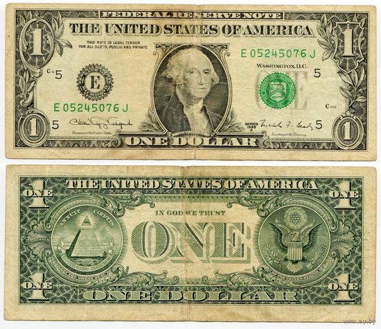 США. 1 доллар (образца 1988 года, 1988A, E, Вирджиния, P480b)