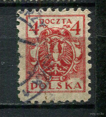 Польша - 1920/1922 - Герб 4М - [Mi.150y] - 1 марка. Гашеная.  (Лот 53EN)-T5P3