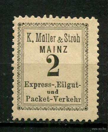 Германия - Майнц - Местные марки - 1886 - Цифры 2Pf - [Mi.1] - 1 марка. MH.  (Лот 90CK)